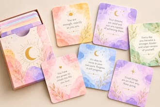custom card game, design affirmation card, tuck box, tarot, oracle card deck box
