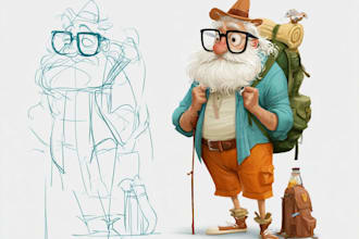 draw a cute and funny cartoon illustration