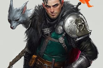 draw a fantasy character for dnd, pathfinder, etc