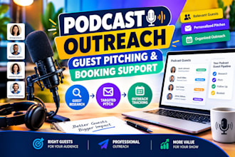 do podcast outreach, guest pitching and booking support