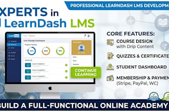 build learndash wordpress lms, courses, membership, quizzes, dashboard