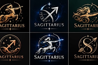 design a professional zodiac, astrology, archer, constellation sagittarius logo