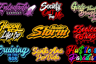 customize unique dj, rap, rock, edm, hiphop custom typography or text logo