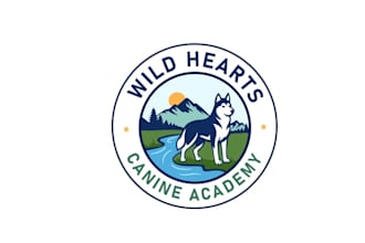 design wild hearts canine dog academy logo
