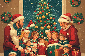 draw a personalized family christmas portrait