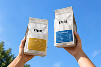 create modern coffee pouch bag and tea packaging design