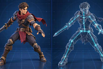 create custom 3d low poly characters with rigging, texturing in blender or maya