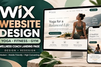 do wix website design, redesign wix yoga fitness gym wellness coach landing page