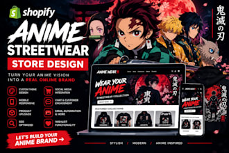 design anime streetwear shopify store anime clothing website manga website