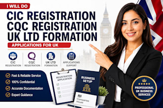 do cic registration, cqc registration, UK ltd formation and applications