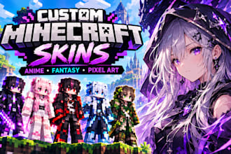 create custom minecraft skins, anime skins, fantasy characters and pixel art