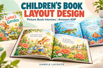 design children book layout, kids book formatting and amazon KDP kindle interior