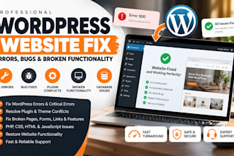fix wordpress website errors, bugs, and broken functionality