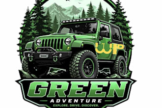 design a vintage mountain truck jeep outdoor adventure logo for t shirt