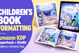 format children book for amazon KDP, paperback , ebook and print children kindle