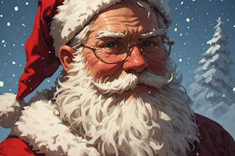 draw custom santa claus portrait artwork