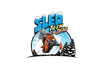 do casual clothing artwork logo skeleton riding a snowmobile