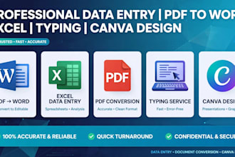 do fast data entry typing and canva design