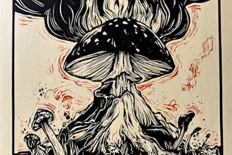 create awesome linocut illustration or linocut imitation