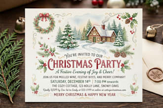 draw christmas card, invitation with watercolor