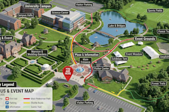create event campus wayfinding map wedding direction map tourist guide map