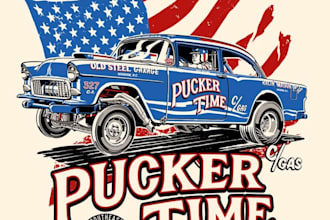 create a retro classic car vector illustration logo for your vintage t shirt