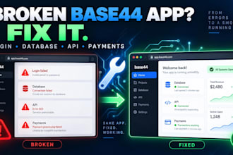 build base44 app, base 44 expert, base44 bug fix, base44 web app, replit ai