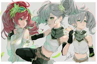 anime character an illustration and anime character