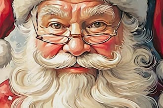 draw a christmas  santa portrait art