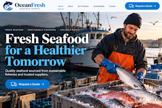 design wix fishery website marine seafood supplier aquaculture fish market site