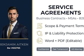 draft professional service agreements, business contracts