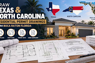 draw texas north carolina residential permit drawings from boca raton florida
