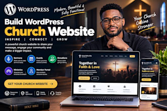 build wordpress church website sermons events donations ministries member portal
