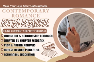 be your contemporary romance beta reader for manuscript feedback