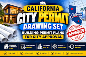 do california city permit drawing set, building permit plan for city approval