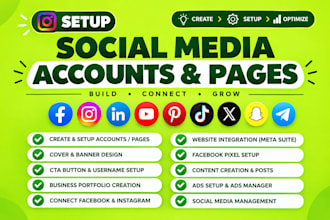 create social media accounts, set up business pages, and optimize