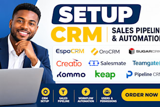 setup espocrm orocrm sugarcrm creatio salesmate teamgate kommo keap pipeline CRM