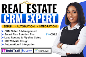 setup real estate crm lofty crm, boldtrail, kvcore, gohighlevel, follow up boss