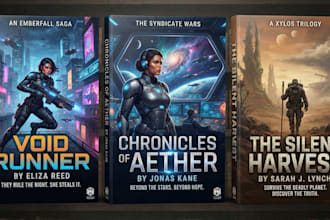 design a sci fi fantasy book cover design that sells