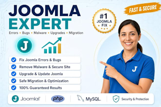 fix joomla errors, bugs, malware, upgrade update and migrate your joomla website