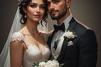 couple portrait wedding portrait illustration