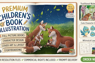 watercolor children story book illustration bedtime kid story book picture book