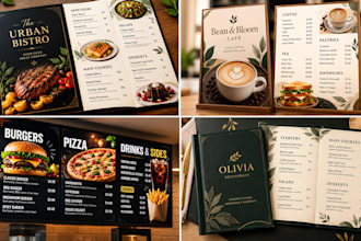 food menu design, cafe menu design, digital menu board, restaurant menu design