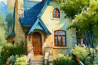 beautiful architectural watercolor house painting collection