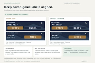 review japanese app UI copy for clarity and natural wording