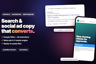 write google ads and facebook ad copy in 24 hours