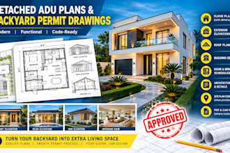 design detached adu plans and backyard permit drawings