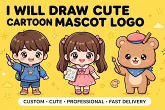 draw cute cartoon character and mascot design