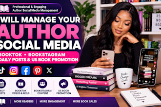 manage author social media booktok bookstagram daily posts and US book promotion