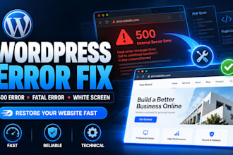 fix wordpress critical errors, 500 error, fatal error and white screen